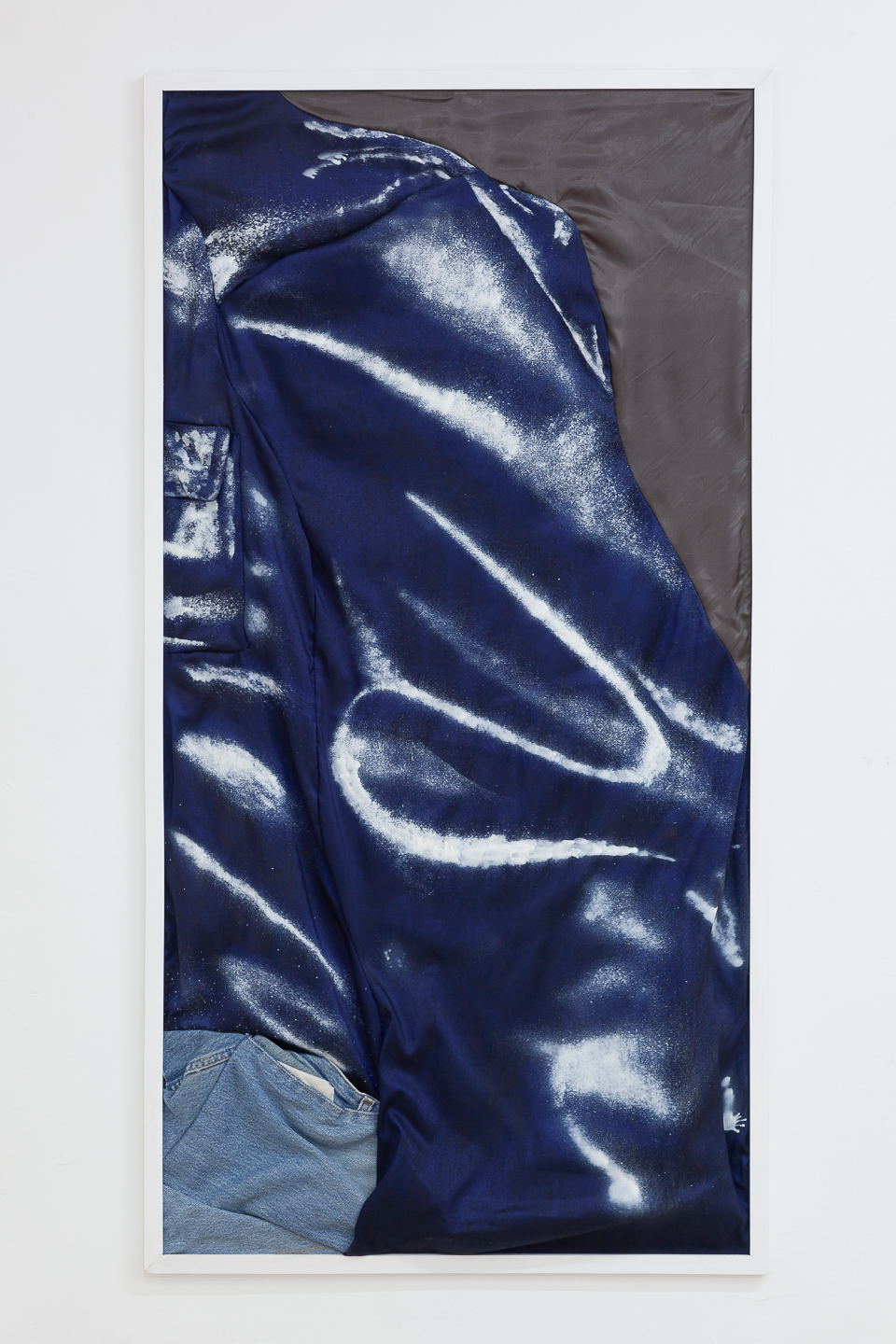 Ellie de Verdier, Leather Jacket, 2020, bleach on textile, 120x60cm