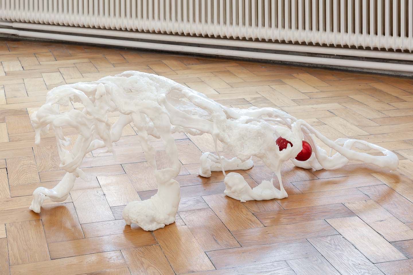 Raphaela Vogel*1988 in Nürnberg, lives and works in BerlinTesticles of the Tiger2022, Polyurethane-Elastomer, Weihnachtsbaumkugeln40 x 110 x 40 cm (circa) Photography: Flavio Palasciano